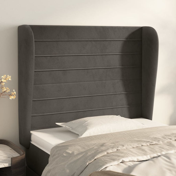 Tăblie de pat cu aripioare gri închis 83x23x118/128 cm catifea WALTI