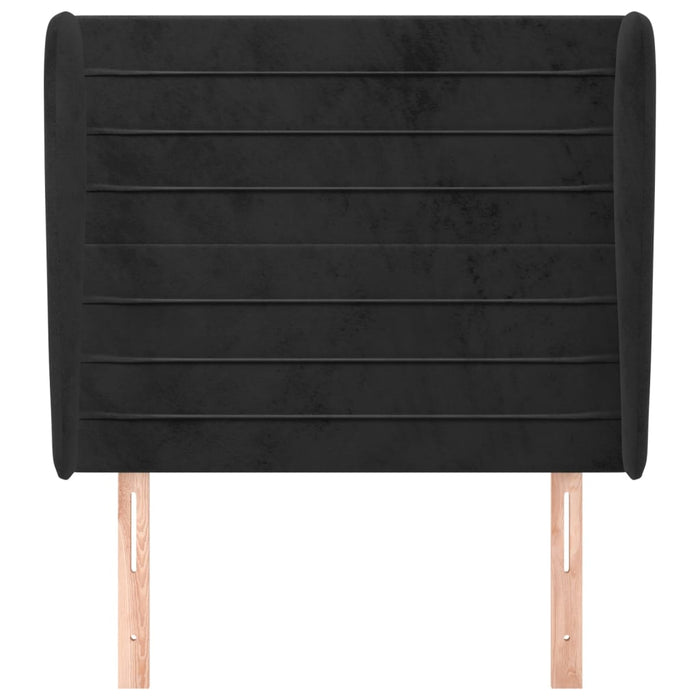 Tăblie de pat cu aripioare, negru, 83x23x118/128 cm, catifea WALTI