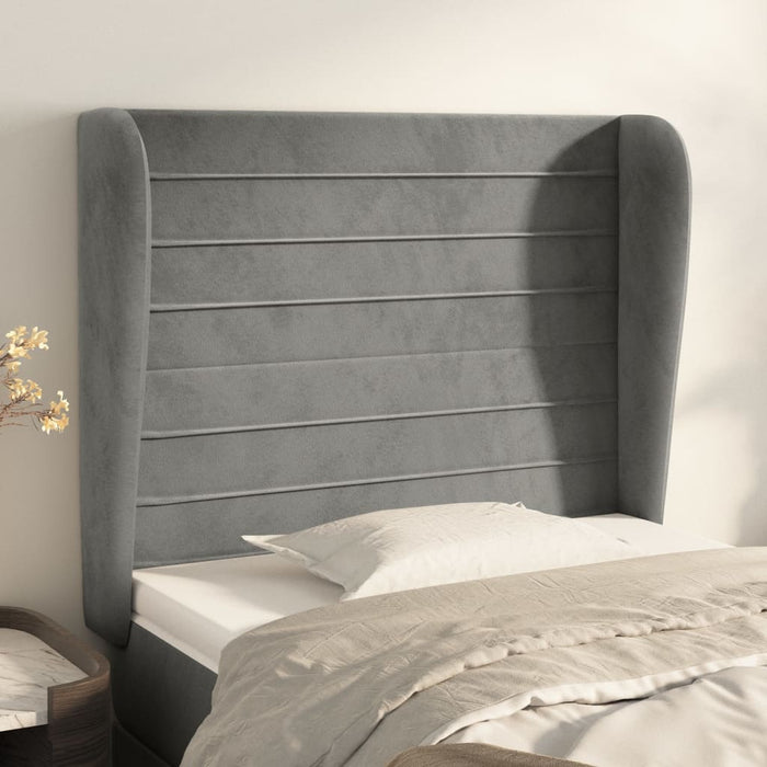 Tăblie de pat cu aripioare gri deschis 93x23x118/128 cm catifea WALTI