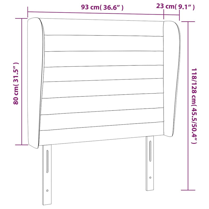 Tăblie pat cu aripioare albastru închis 93x23x118/128cm catifea WALTI