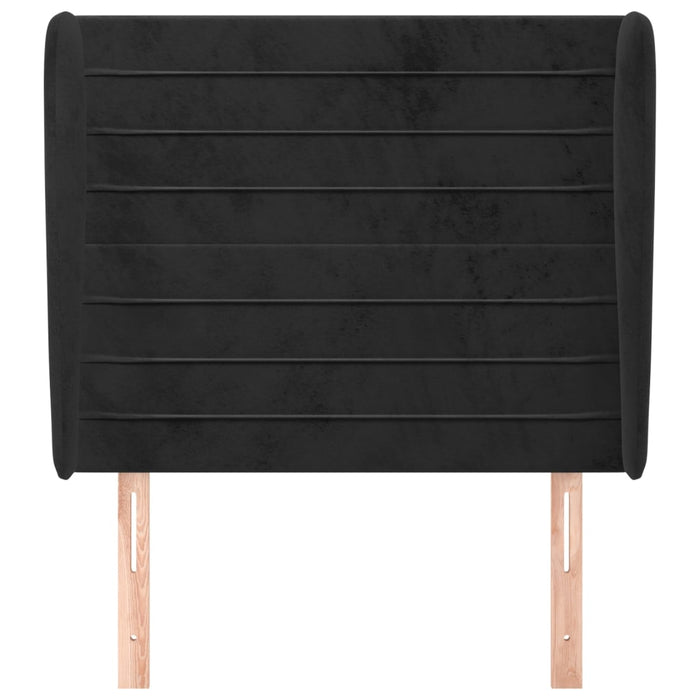 Tăblie de pat cu aripioare, negru, 103x23x118/128 cm, catifea WALTI