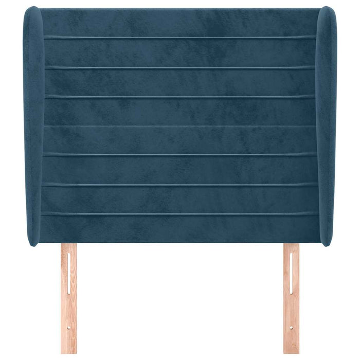 Tăblie pat cu urechi albastru închis 103x23x118/128cm catifea WALTI