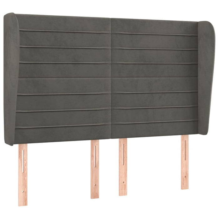 Tăblie de pat cu aripioare gri închis 147x23x118/128 cm catifea WALTI