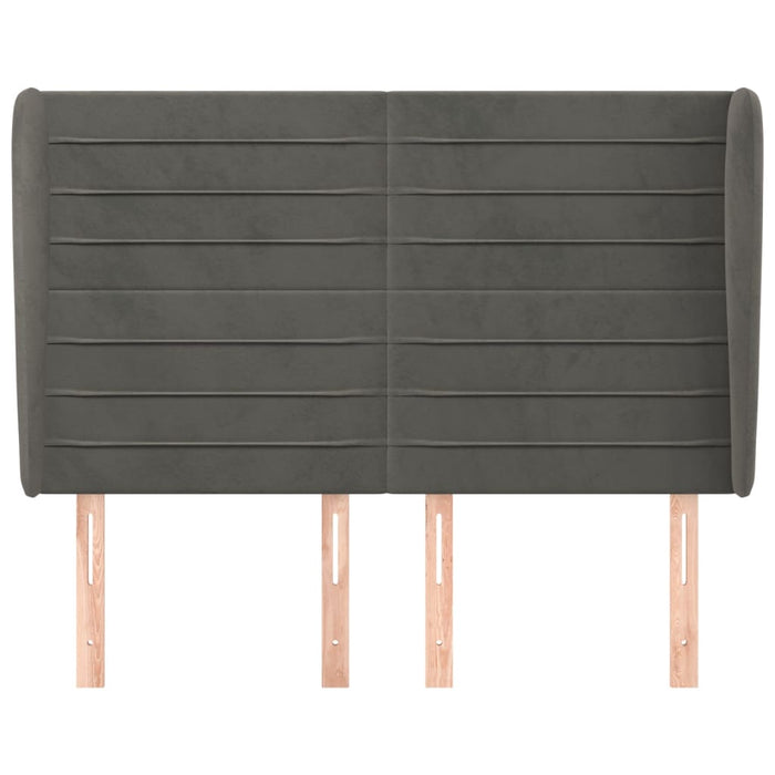 Tăblie de pat cu aripioare gri închis 147x23x118/128 cm catifea WALTI