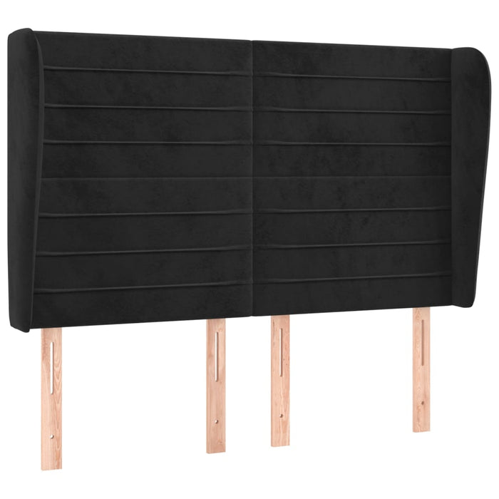 Tăblie de pat cu aripioare, negru, 147x23x118/128 cm, catifea - WALTI WALTI