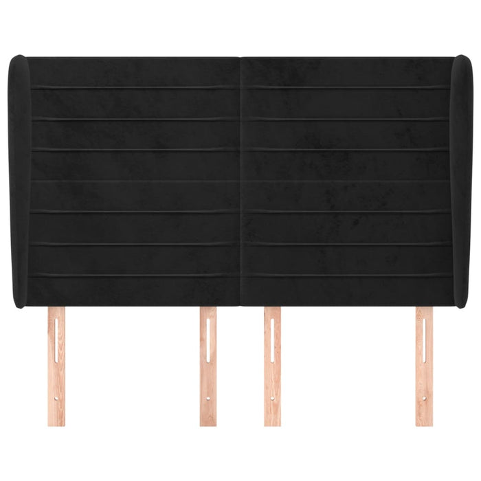 Tăblie de pat cu aripioare, negru, 147x23x118/128 cm, catifea - WALTI WALTI