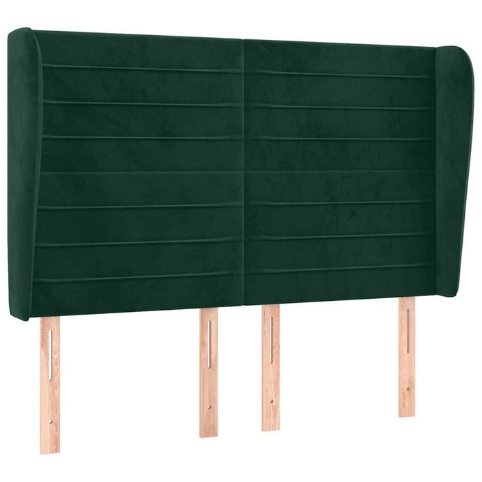 Tăblie pat cu aripioare verde închis 147x23x118/128 cm catifea WALTI