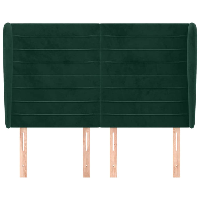 Tăblie pat cu aripioare verde închis 147x23x118/128 cm catifea WALTI
