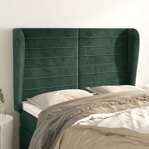 Tăblie pat cu aripioare verde închis 147x23x118/128 cm catifea - WALTI WALTI