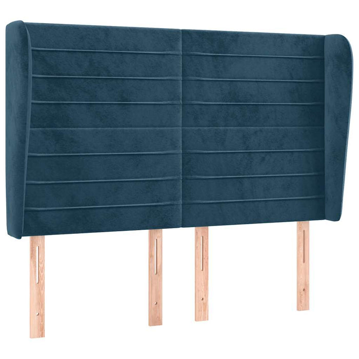 Tăblie pat cu urechi albastru închis 147x23x118/128 cm catifea - WALTI WALTI