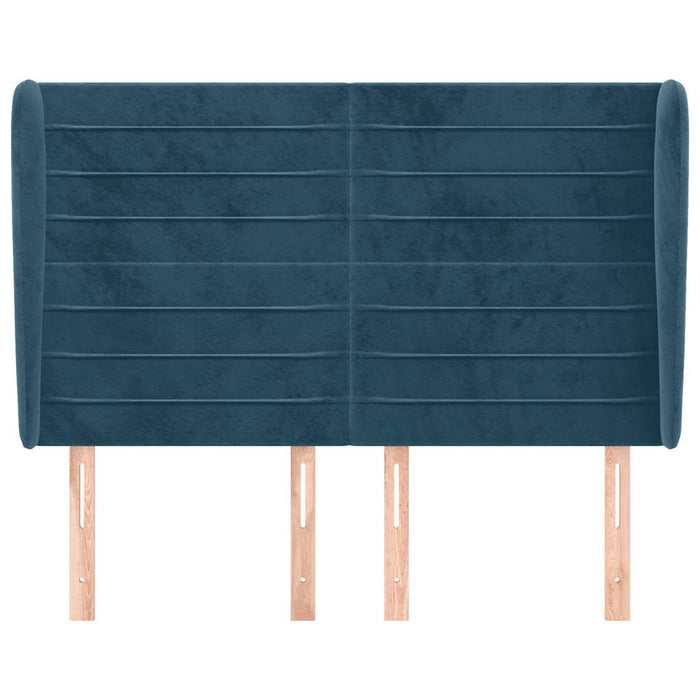 Tăblie pat cu urechi albastru închis 147x23x118/128 cm catifea - WALTI WALTI