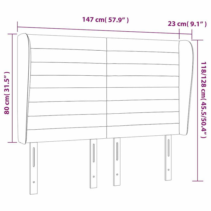 Tăblie pat cu urechi albastru închis 147x23x118/128 cm catifea - WALTI WALTI