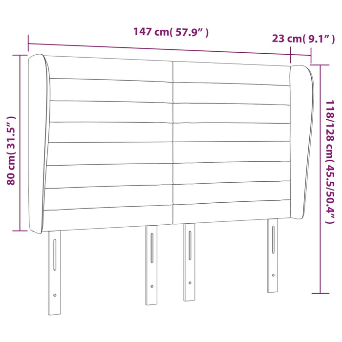Tăblie de pat cu aripioare, roz, 147x23x118/128 cm, catifea WALTI