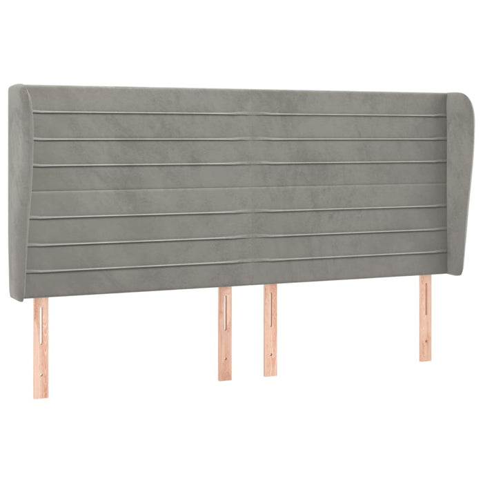 Tăblie de pat cu aripioare gri deschis 163x23x118/128cm catifea WALTI