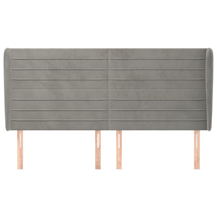 Tăblie de pat cu aripioare gri deschis 163x23x118/128cm catifea WALTI