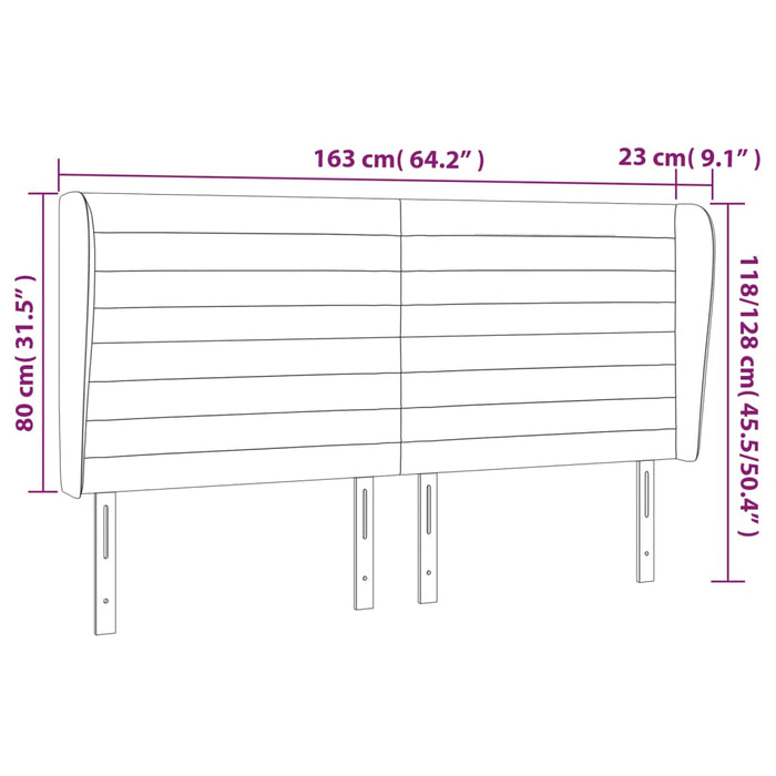Tăblie de pat cu aripioare gri deschis 163x23x118/128cm catifea WALTI