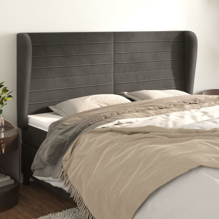 Tăblie de pat cu aripioare gri închis 163x23x118/128 cm catifea - WALTI WALTI