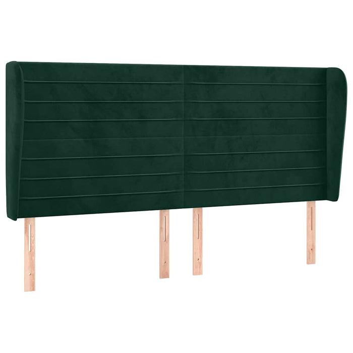 Tăblie pat cu aripioare verde închis 163x23x118/128 cm catifea WALTI