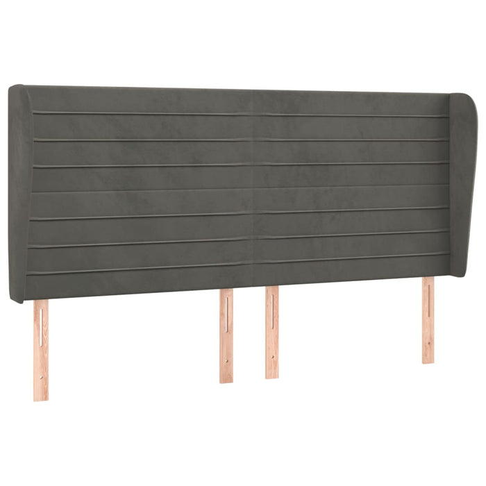 Tăblie de pat cu aripioare gri închis 183x23x118/128 cm catifea WALTI