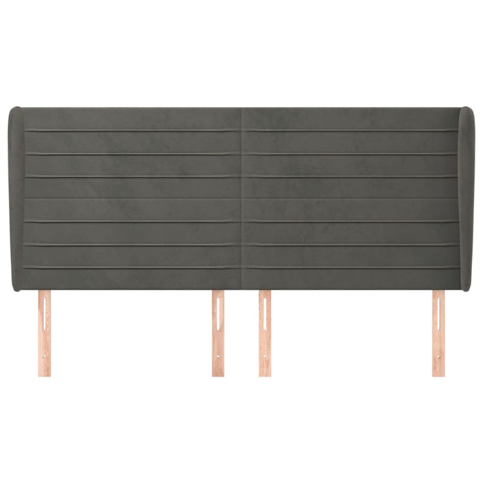 Tăblie de pat cu aripioare gri închis 183x23x118/128 cm catifea WALTI