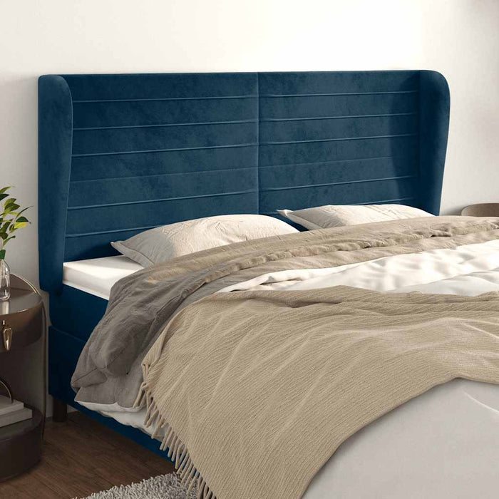 Tăblie pat cu urechi albastru închis 183x23x118/128 cm catifea - WALTI WALTI