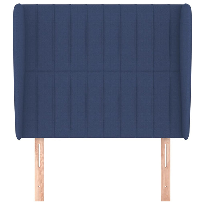 Tăblie de pat cu aripioare, albastru, 83x23x118/128 cm, textil WALTI