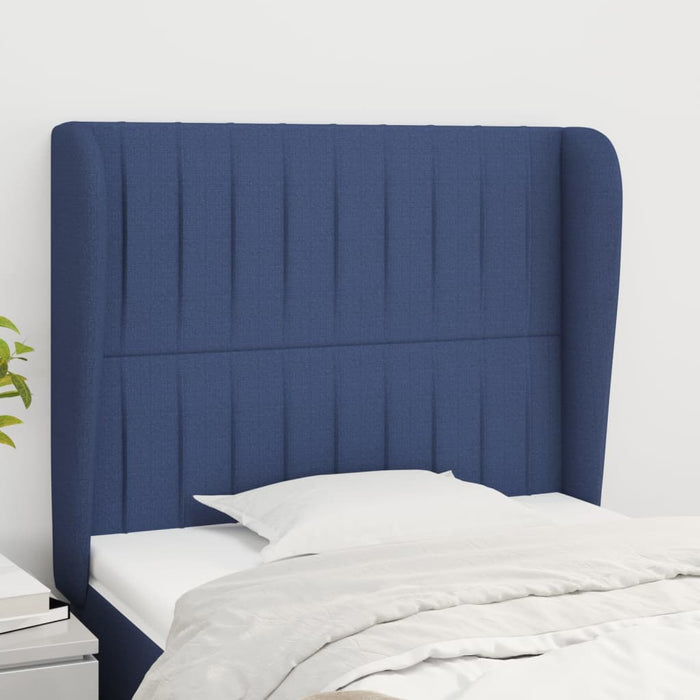 Tăblie de pat cu aripioare, albastru, 83x23x118/128 cm, textil WALTI
