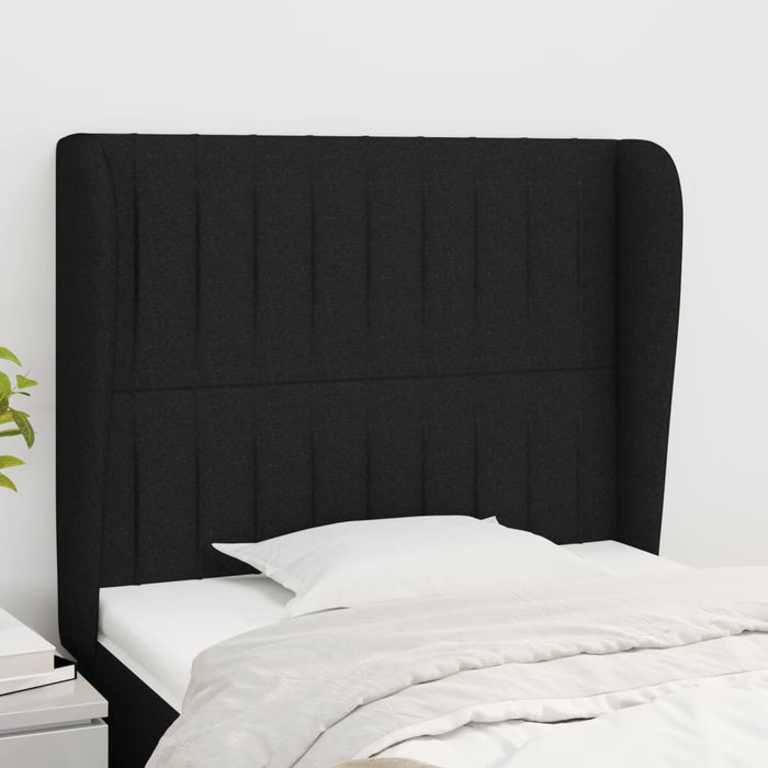 Tăblie de pat cu aripioare, negru, 103x23x118/128 cm, textil - WALTI WALTI