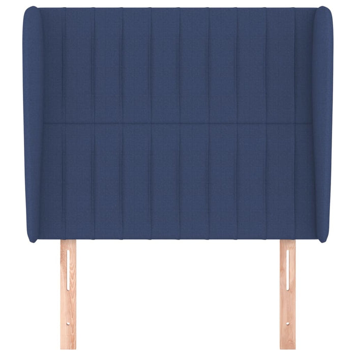 Tăblie de pat cu aripioare, albastru, 103x23x118/128 cm, textil WALTI