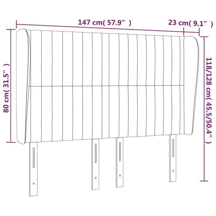 Tăblie de pat cu aripioare gri închis 147x23x118/128 cm textil - WALTI WALTI