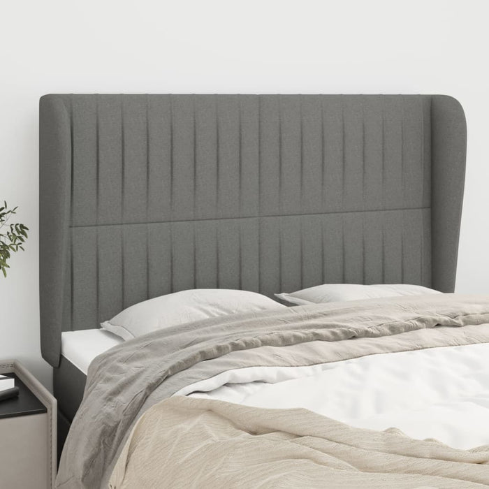 Tăblie de pat cu aripioare gri închis 147x23x118/128 cm textil - WALTI WALTI