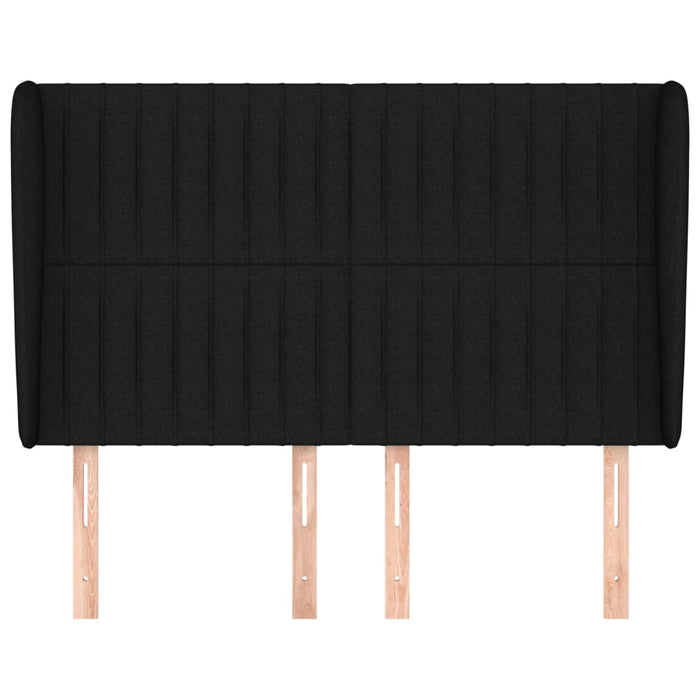 Tăblie de pat cu aripioare, negru, 147x23x118/128 cm, textil WALTI