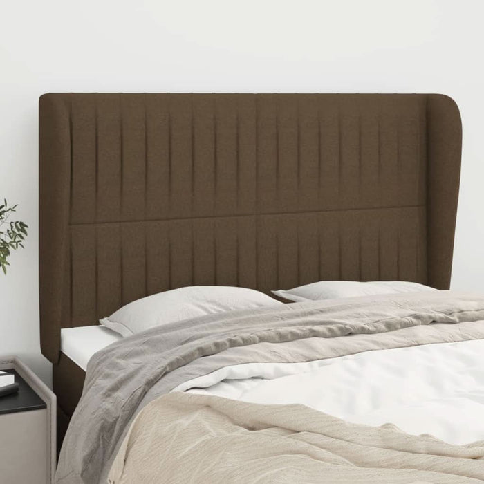 Tăblie de pat cu aripioare maro închis 147x23x118/128 cm textil - WALTI WALTI