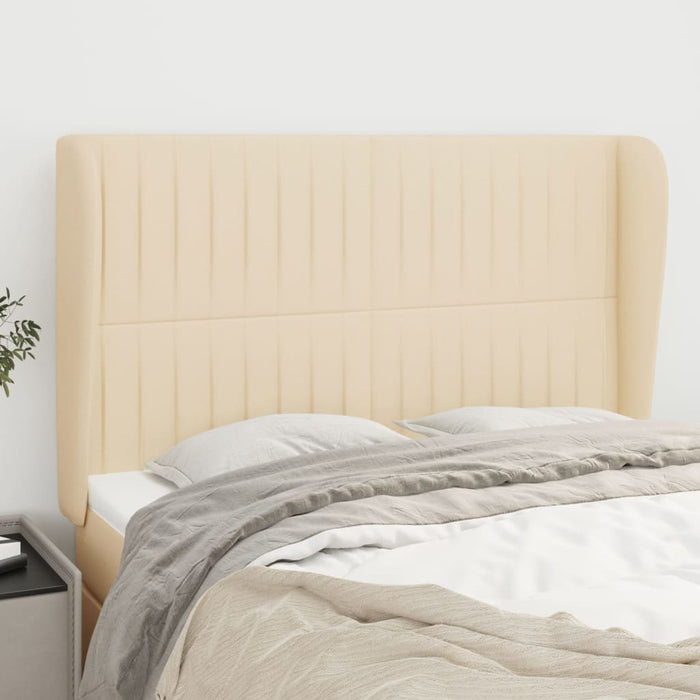 Tăblie de pat cu aripioare, crem, 147x23x118/128 cm, textil WALTI