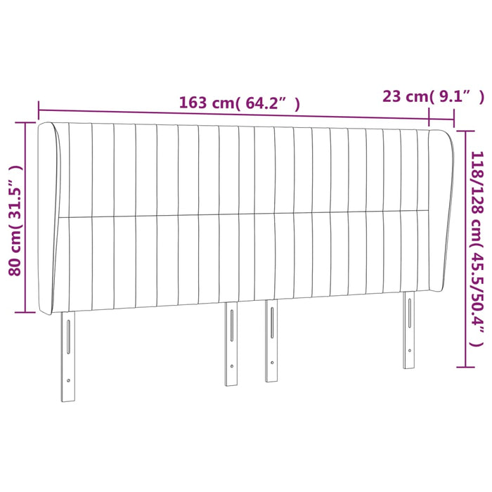 Tăblie de pat cu aripioare gri închis 163x23x118/128 cm textil - WALTI WALTI