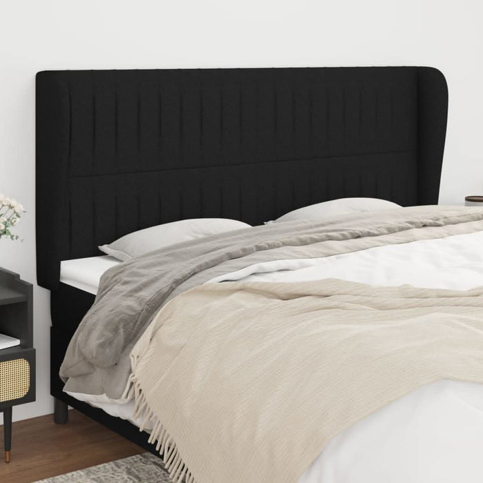 Tăblie de pat cu aripioare, negru, 163x23x118/128 cm, textil - WALTI WALTI