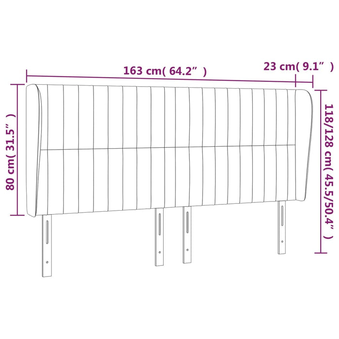 Tăblie de pat cu aripioare, crem, 163x23x118/128 cm, textil - WALTI WALTI