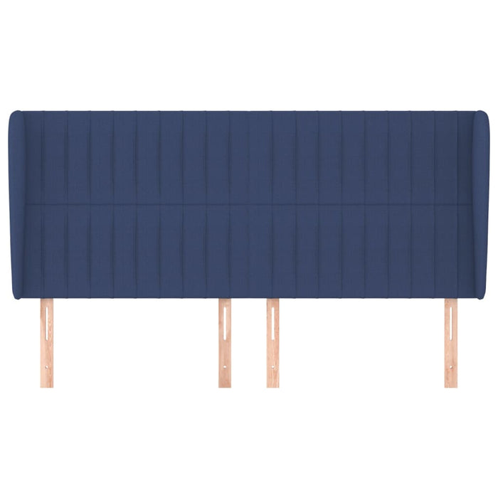 Tăblie de pat cu aripioare, albastru, 163x23x118/128 cm, textil WALTI