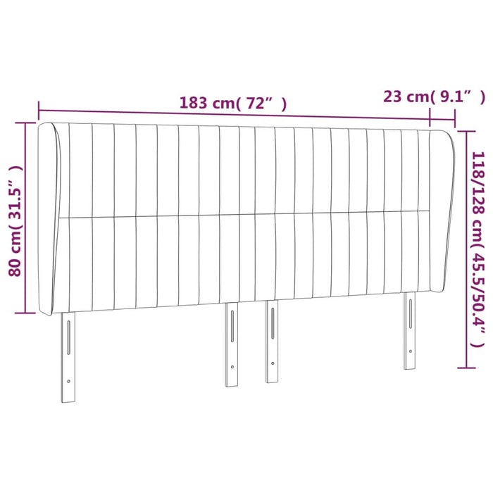 Tăblie de pat cu aripioare gri deschis 183x23x118/128 cm textil - WALTI WALTI