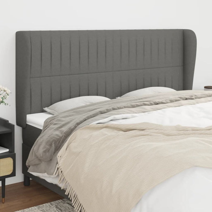 Tăblie de pat cu aripioare gri închis 183x23x118/128 cm textil - WALTI WALTI