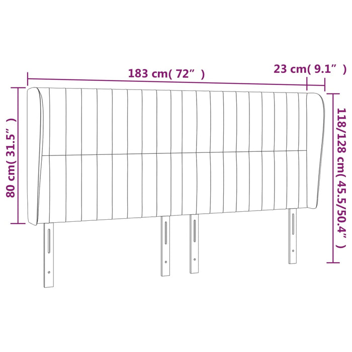 Tăblie de pat cu aripioare, crem, 183x23x118/128 cm, textil WALTI