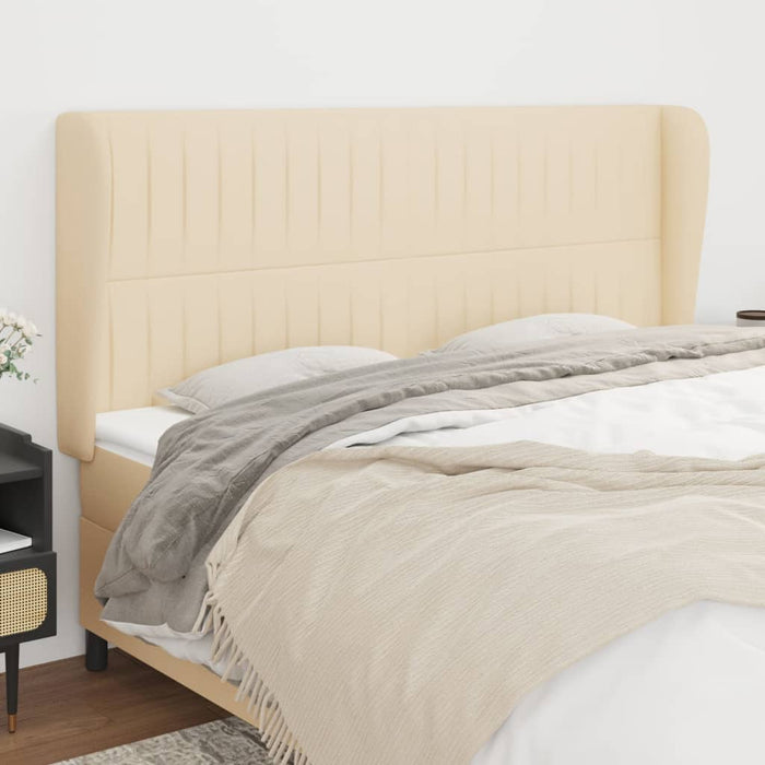 Tăblie de pat cu aripioare, crem, 183x23x118/128 cm, textil WALTI