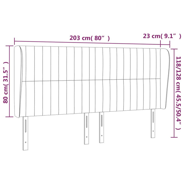 Tăblie de pat cu aripioare gri închis 203x23x118/128 cm, textil - WALTI WALTI