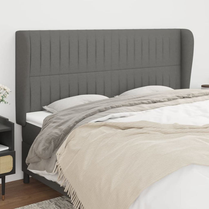 Tăblie de pat cu aripioare gri închis 203x23x118/128 cm, textil - WALTI WALTI