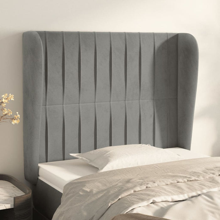 Tăblie de pat cu aripioare gri deschis 83x23x118/128 cm catifea WALTI