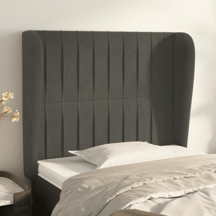 Tăblie de pat cu aripioare gri închis 83x23x118/128 cm catifea - WALTI WALTI
