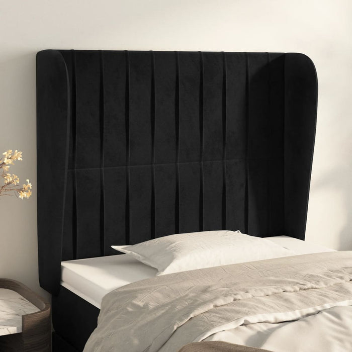 Tăblie de pat cu aripioare, negru, 83x23x118/128 cm, catifea - WALTI WALTI