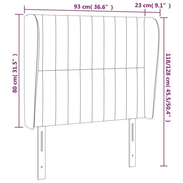 Tăblie de pat cu aripioare gri deschis 93x23x118/128 cm catifea - WALTI WALTI