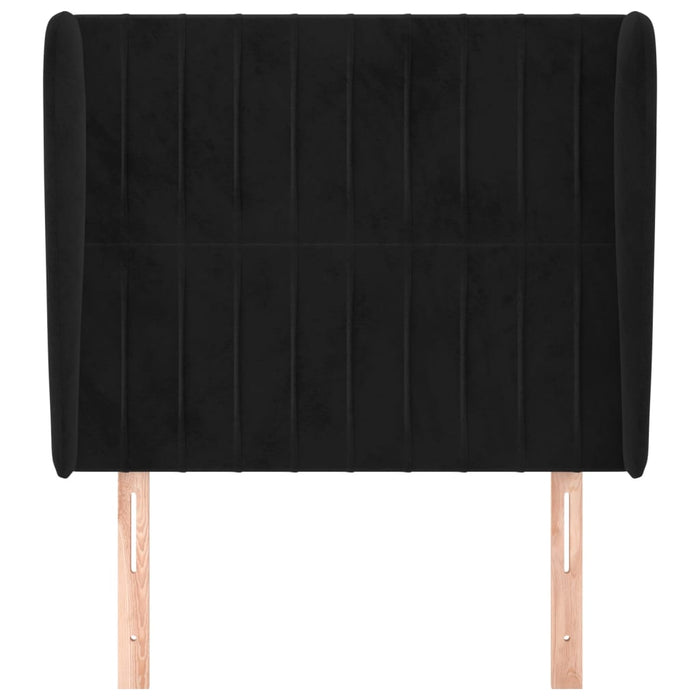 Tăblie de pat cu aripioare, negru, 93x23x118/128 cm, catifea WALTI