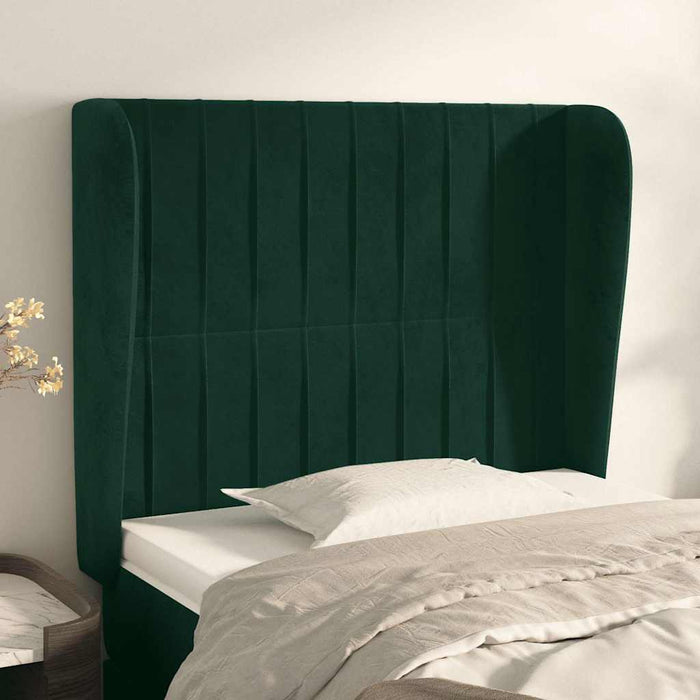 Tăblie pat cu aripioare verde închis 93x23x118/128 cm catifea WALTI